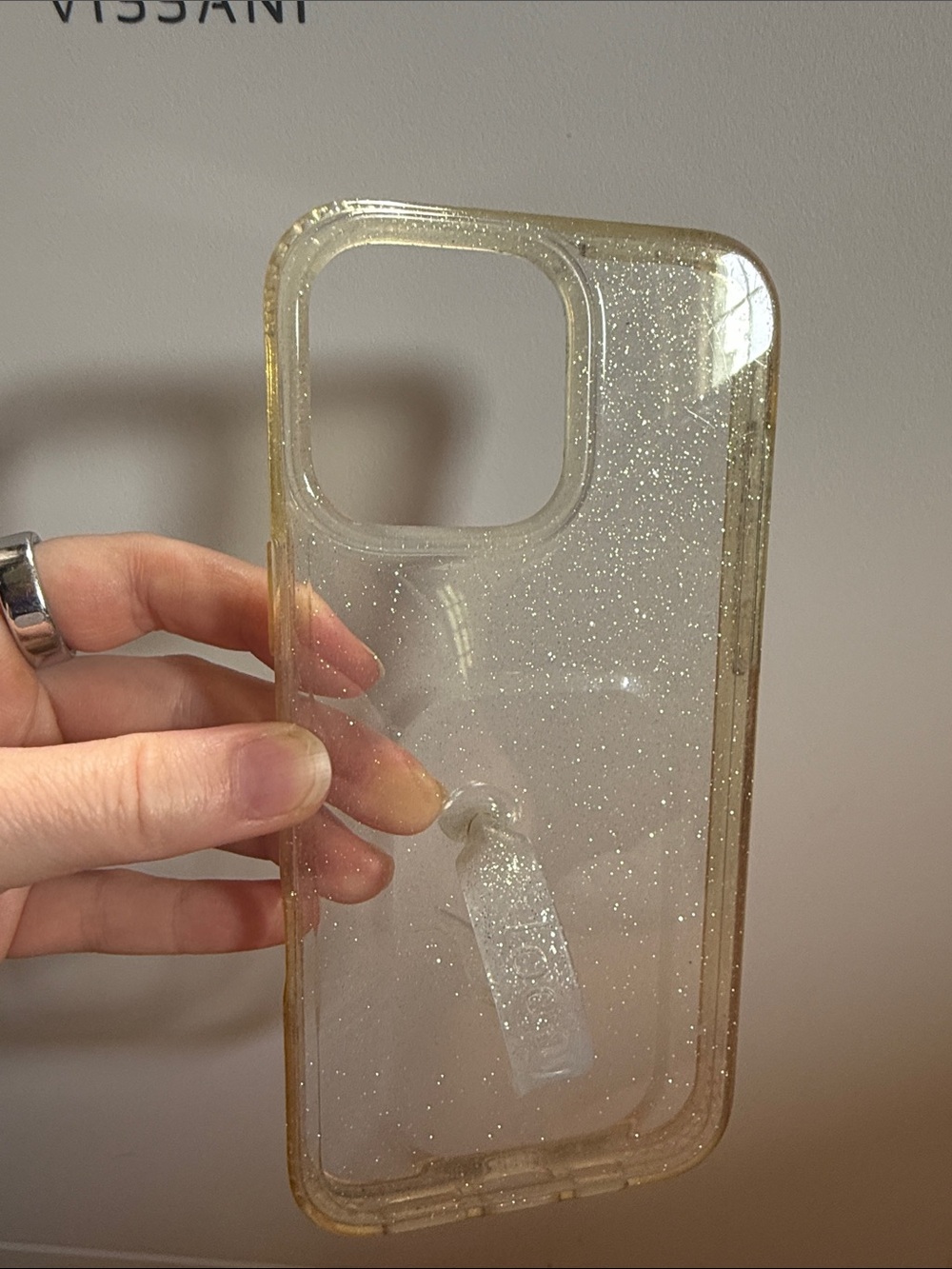 LOOPY CASE Clear Glitter iPhone Case with Hand Strap - Transparent Gold Tint